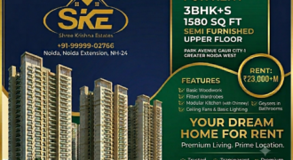 Magnificent 3 BHK + Study Premium Apartment for Rent in Park Avenue, Gaur City-1, Noida Extension