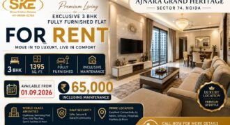 Ultra-Luxury 3 BHK Fully Furnished Apartment for Rent @ ₹65,000 (Incl. Maint.) | in Sec.-74 Noida