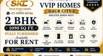 Luxury 2 BHK Fully Furnished Main Road Facing Apartment for Rent in VVIP Homes, Gaur City-2