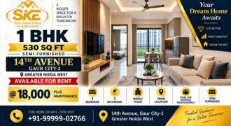 1 BHK Flat for Rent in 14th Avenue Gaur City | Taj Hwy Facing