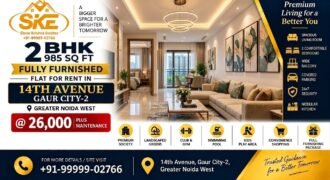 2 BHK Fully Furnished Flat for Rent in 14th Avenue Gaur City 2