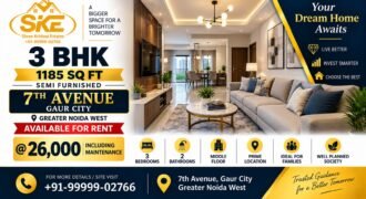 3 BHK Flat for Rent in 7th Avenue Gaur City @ ₹26k (Inc Maint)