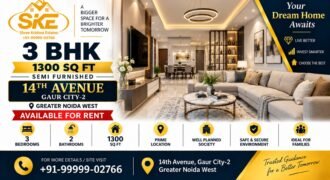 3 BHK Flat for Rent in 14th Avenue Gaur City 2 @ ₹23,000