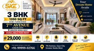 3 BHK Flat for Rent in 7th Avenue Gaur City-1 | Middle Floor